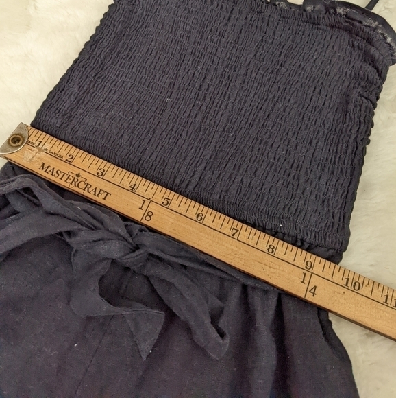 abercrombie & FITCH black linen blend smocked romper xxs - Picture 8 of 13
